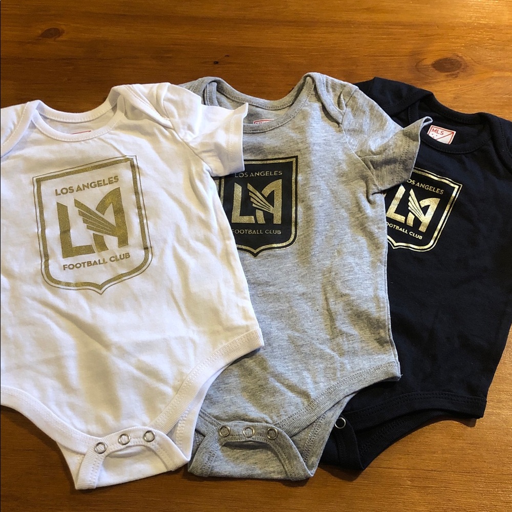 Los Angeles Football Club Baby Bodysuit Trio - White, Gray, Black